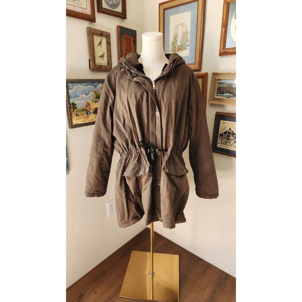Kiabi XXL Hipster Alternative Green Sage Winter Jacket Cost Faux Fur Lining